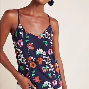 Embroidered Floral Navy Camisole Top